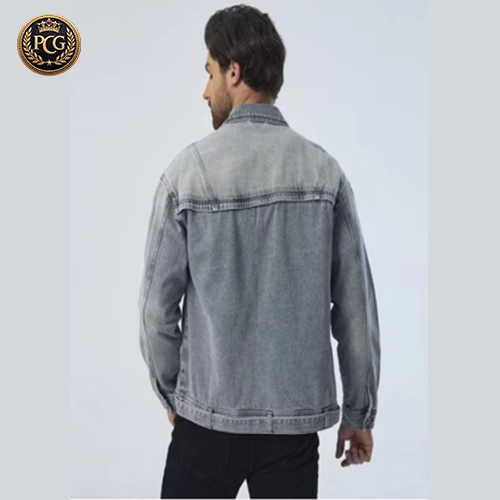 Custom Distressed Y2K Jean Long Sleeve Designer Fashion Denim Jacket Back Side