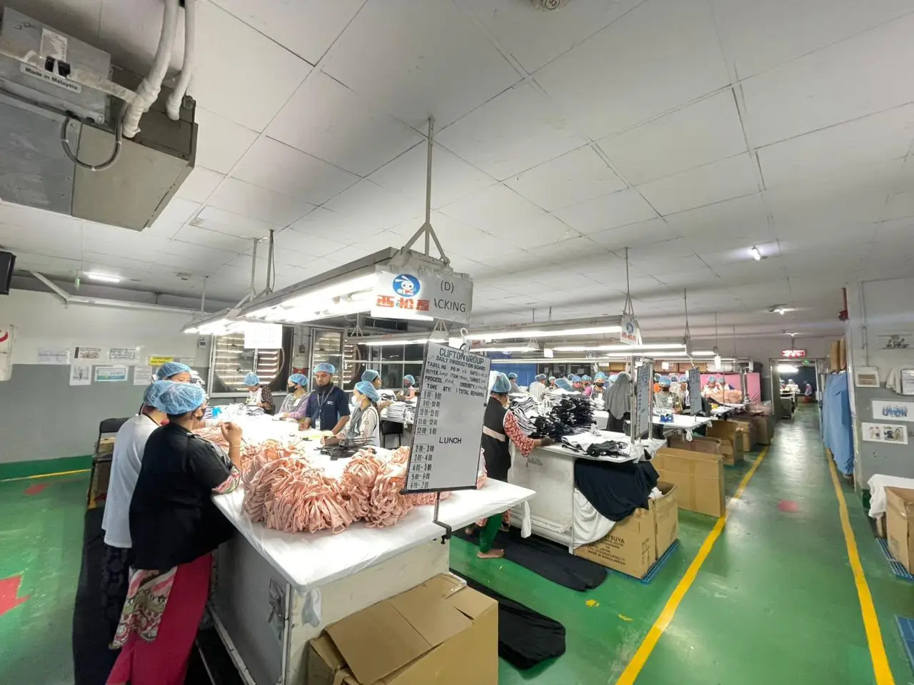 Wide view of the associated garment factory floor